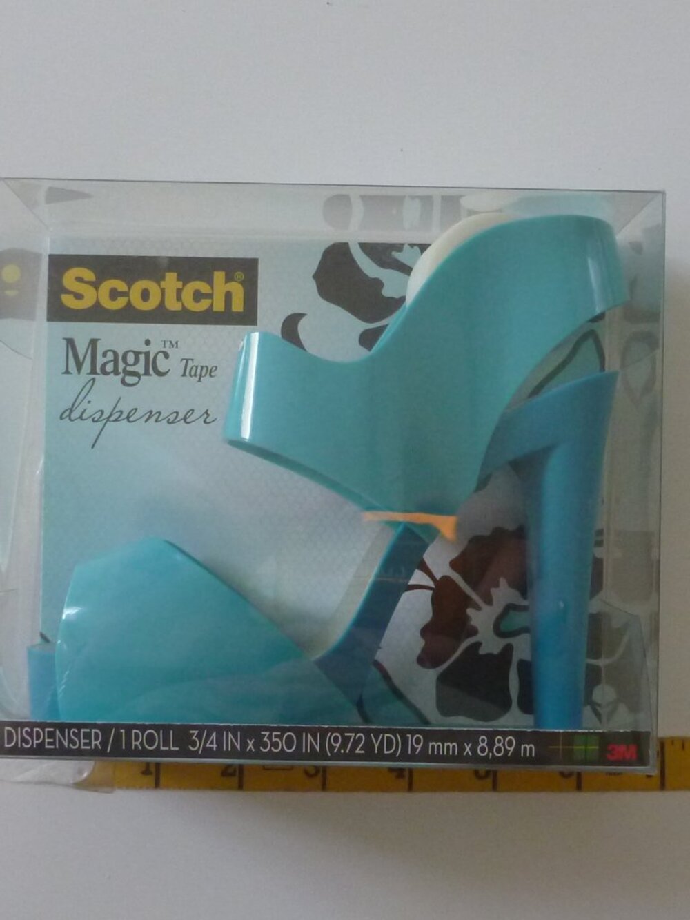 3M Scotch Magic Tape Dispenser High Heel Peeptoe Sandal Blue Teal Aqua